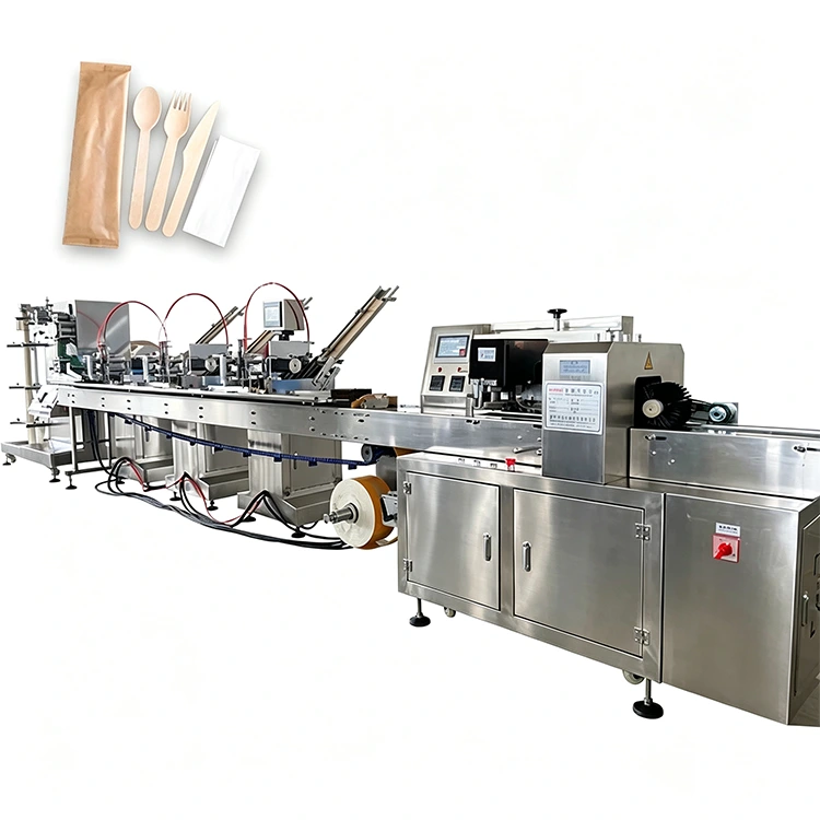 Máquina automática de embalagem de guardanapo e faca, garfo e colher